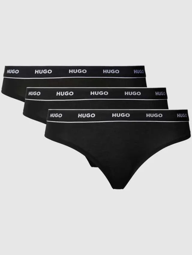 Hugo String met logo in band in een set van 3 stuks zwart, foto 2