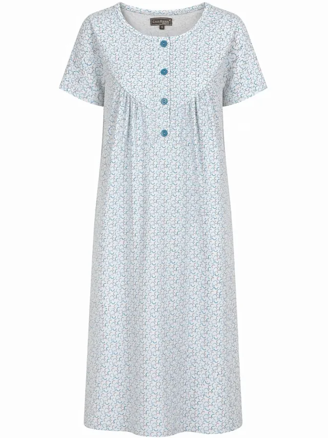 Cocodream Quality Cocodream - Klassiek nachthemd dames - Korte mouw - Blue - Lang model