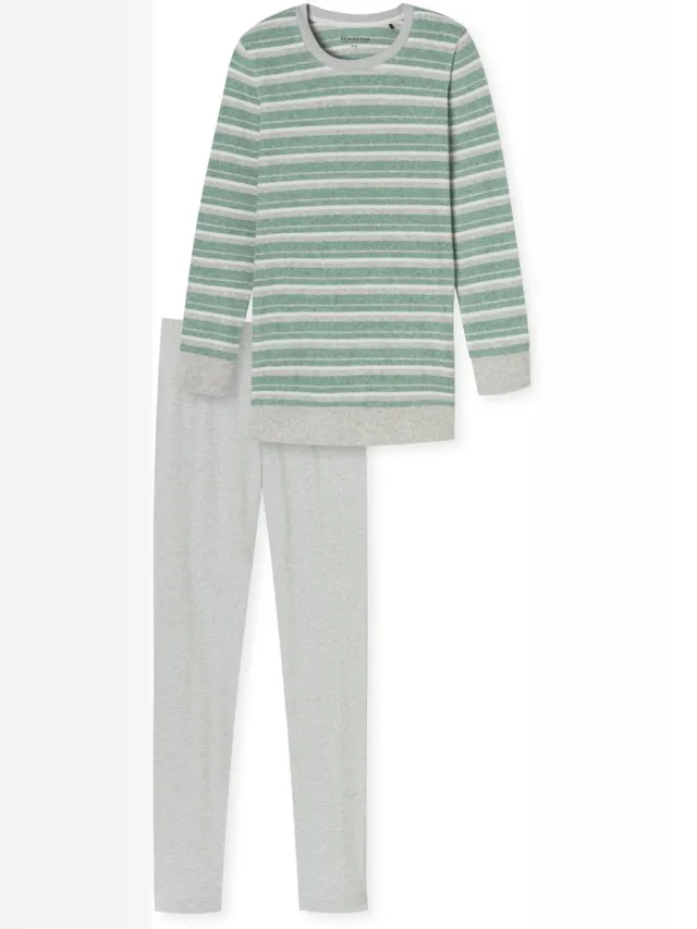 Schiesser Pyjama lang - Dames - Pyjamas groen-melange