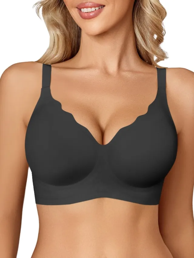 Zyronn Draadloze jelly-bh's voor dames, push-up bralette met volledige dekking, bh zonder beugel, comfortabele naadloze T-shirt-bh voor elke dag(2XL). zwart-2XL