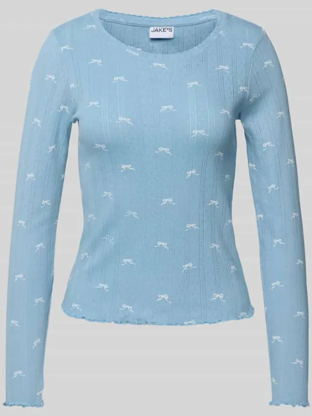 Jake*s Casual Pyjamabovendeel met ajourpatroon lichtblauw, foto 2