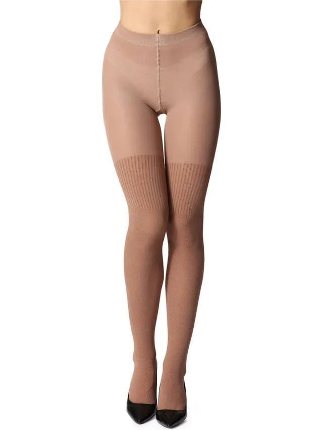 Bellivalini Dames Panty - 100 DEN - Medium gloss - Katoen - BLV-GI-1116 - Beige
