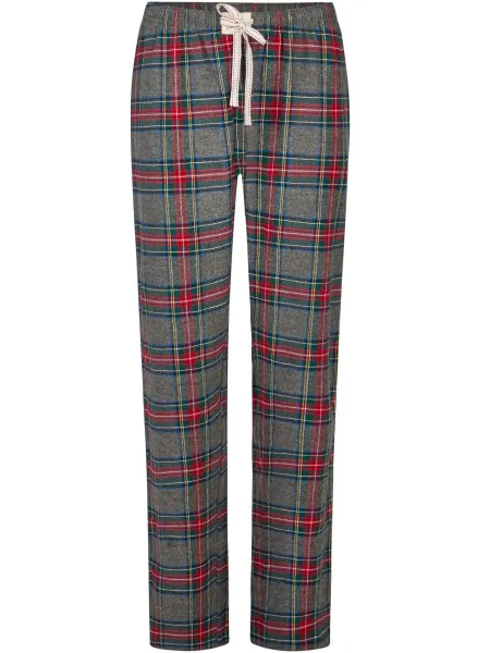 happy shorts Dames pyjama broek lang grijs/rood geruit flanel, foto 2