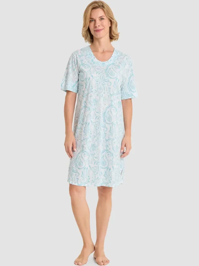 Rösch Paisley Nachthemd 1263045 Aqua Blauw