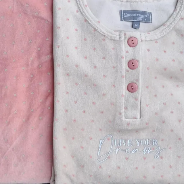 Cocodream Quality Cocodream dames pyjama - velours - Live your dreams - zand/roze