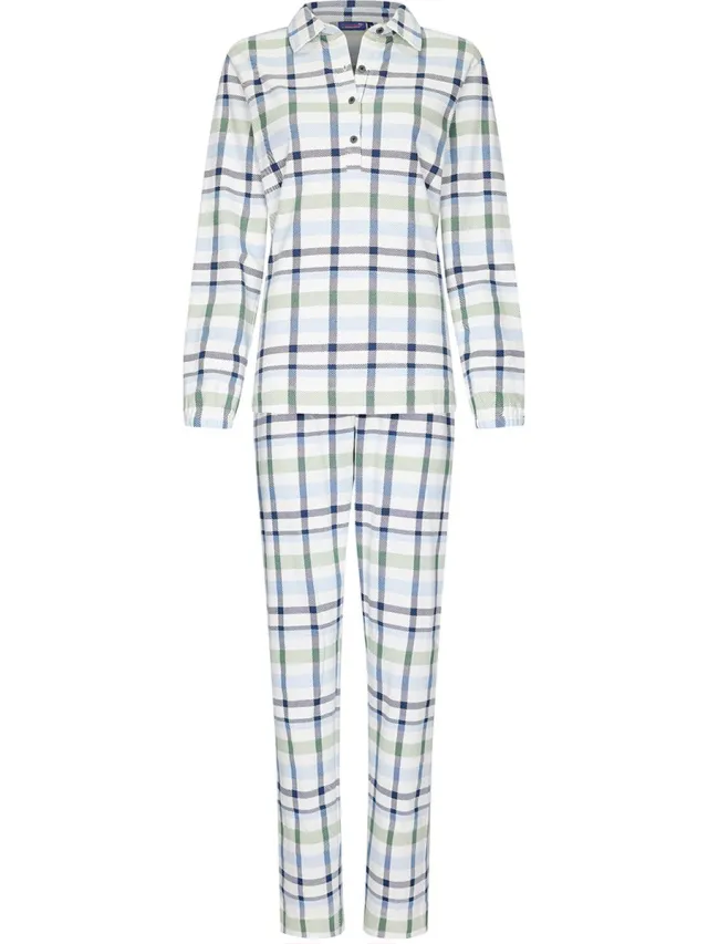 Rebelle Geruite pyjama French terry Febe Wit