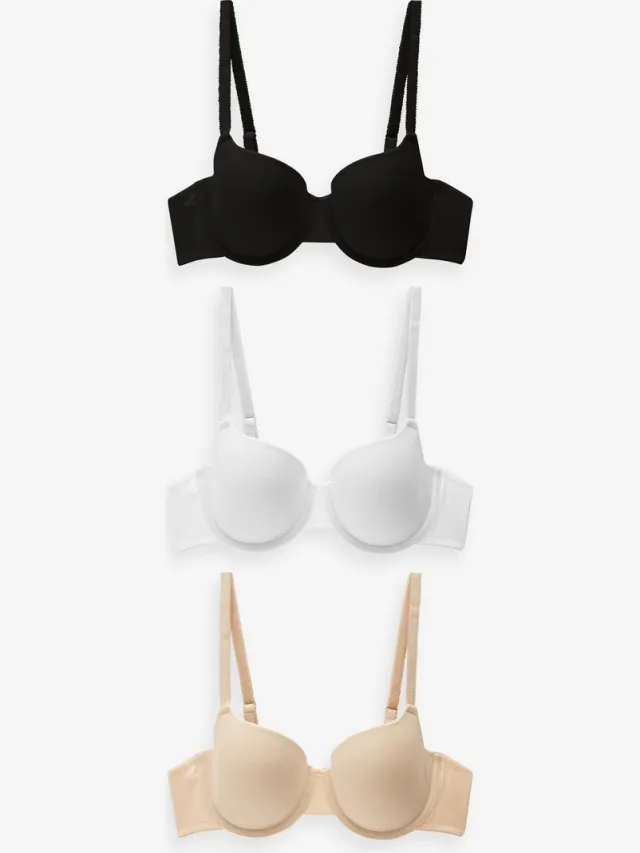 Next Dames - Katoenmix ultiem comfort beha's verpakking van 3 - Zwart Black/White/Pastel Rose Nude