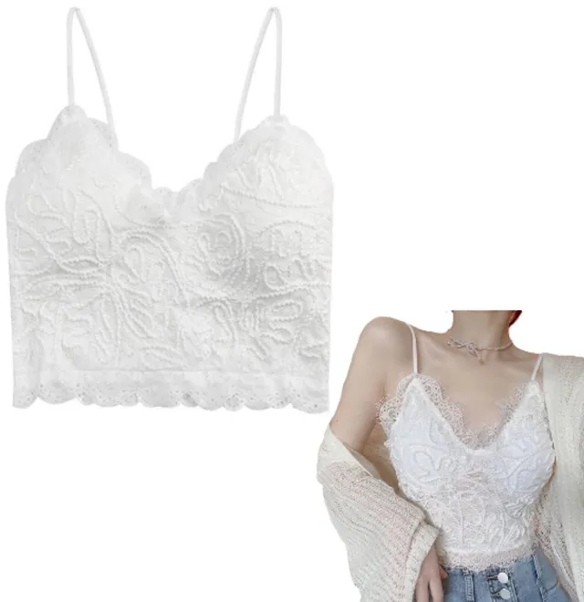 LOUZIR Kanten Top Bralette - Crop top - BH Kant - Bh's zonder beugel - Dames Kleding - Festival - Zomer – Comfortabel – Wit - LOUZIR