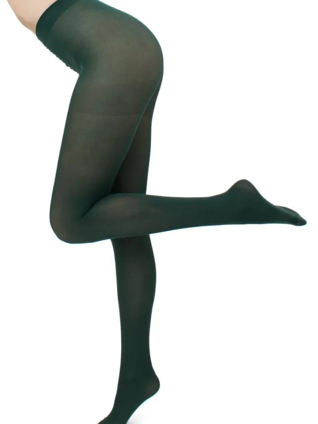 Giulia Panty - Samba 40 - Opaque - Microvezel - 3D - Extreem zacht - Dikke Panty - 40 Den - Large - Deep Green