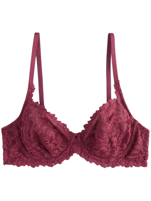 Next Dames - Ultimate Comfort kanten beha met volle cups zonder vullingen - Rood Burgundy Red