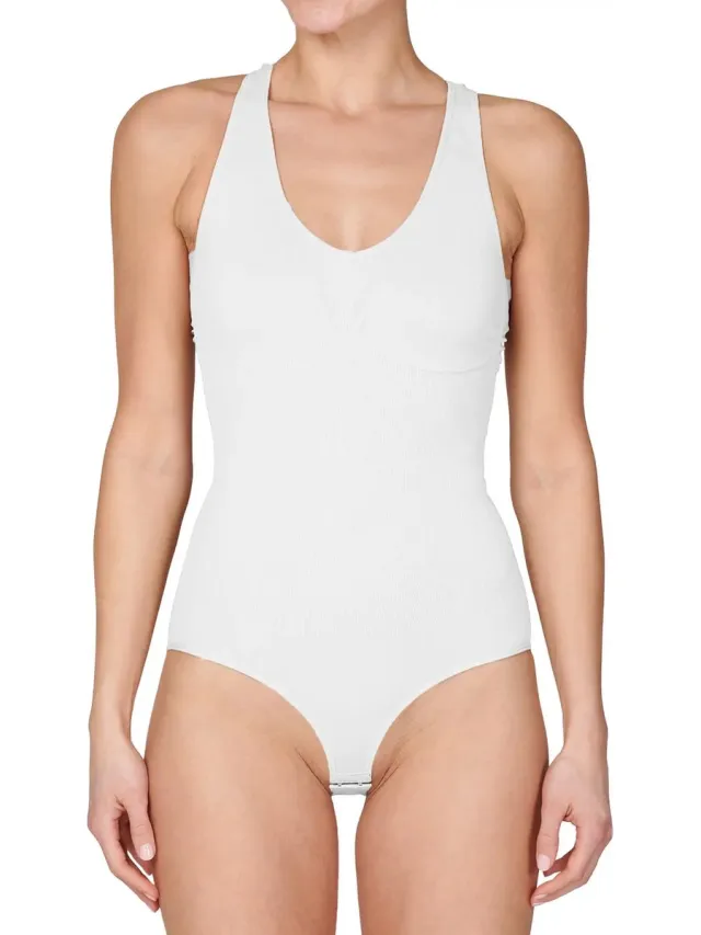 J&C corrigerende body dames - brede bandjes - Shapewear bodysuit - Wit - Beige