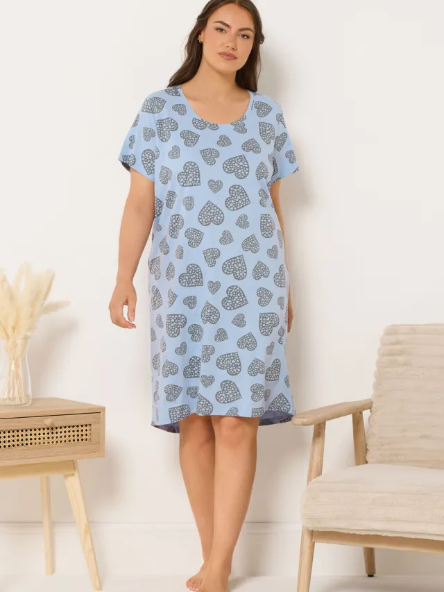 Yours Lichtblauw Nachthemd Met Hartje-64 Blue