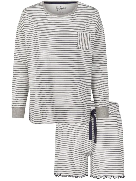 By Louise Dames pyjama lounge set gestreept Grijs