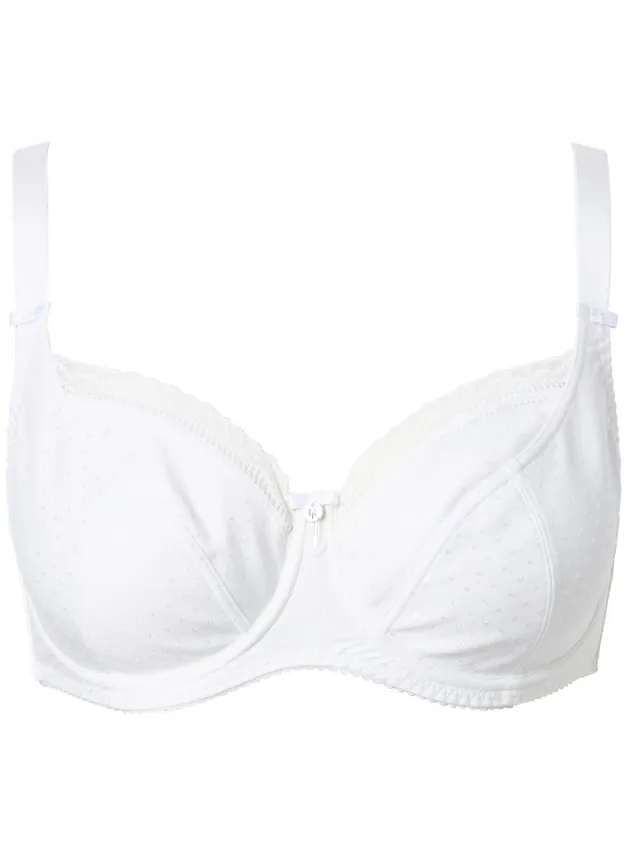 Ulla Popken Dames - Beugelbeha jacquard kanten rand - Off-white
