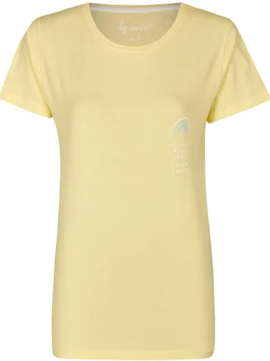 By Louise Dames pyjamaset katoen shortama met print geel roze, foto 2