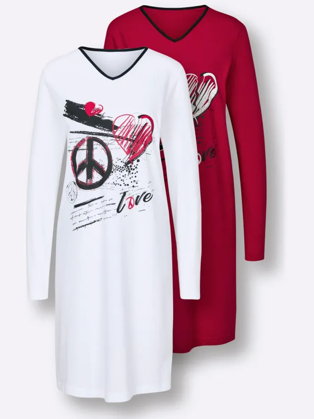 slaapshirt wit en rood met print, foto 2