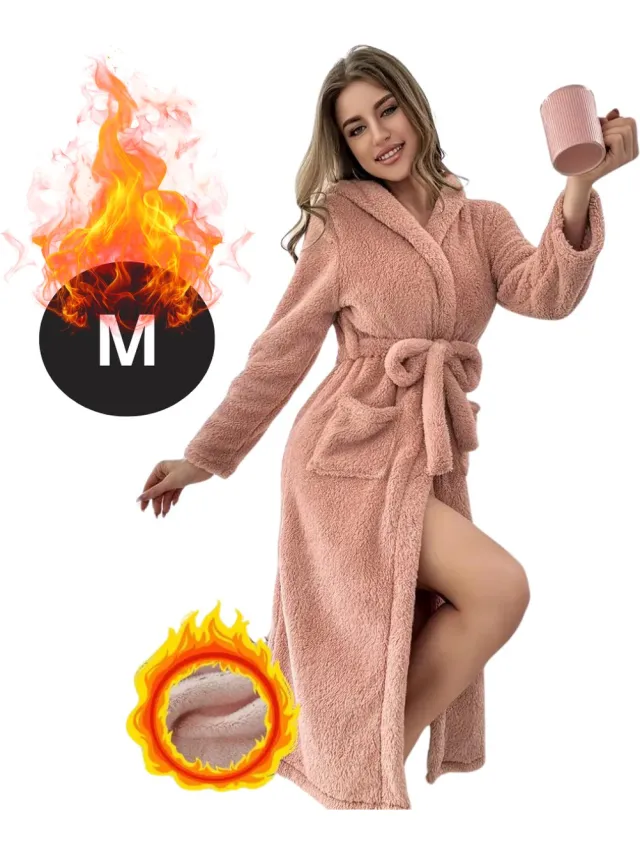 Bovista Badjas Dames - Fleece - Katoen - Badstof - Sauna - Hamam - Wafel - Bathrobe - Duster - Ochtendjas - Kimono - Perzik