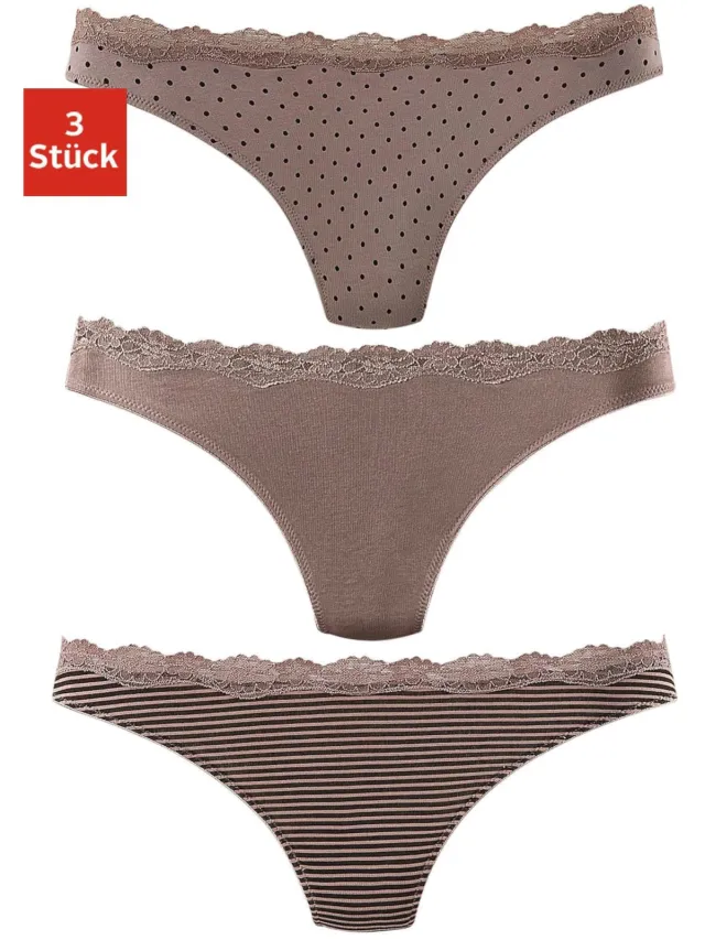 Lascana string taupe, gestippeld en gestreept, foto 2
