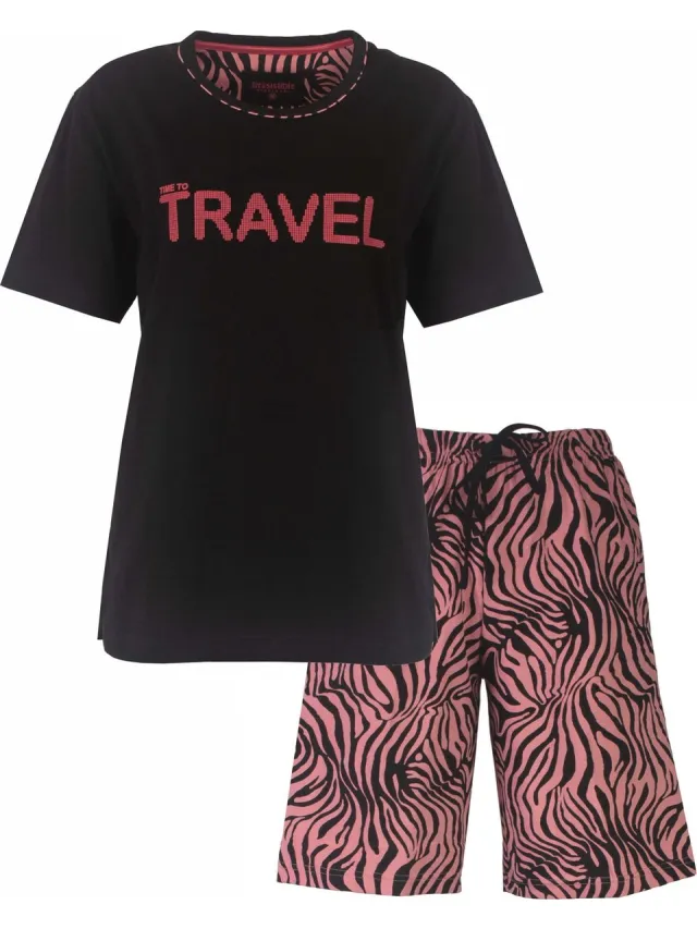 Irresistible Dames Shortama - Katoen - Zebra print - Zwart