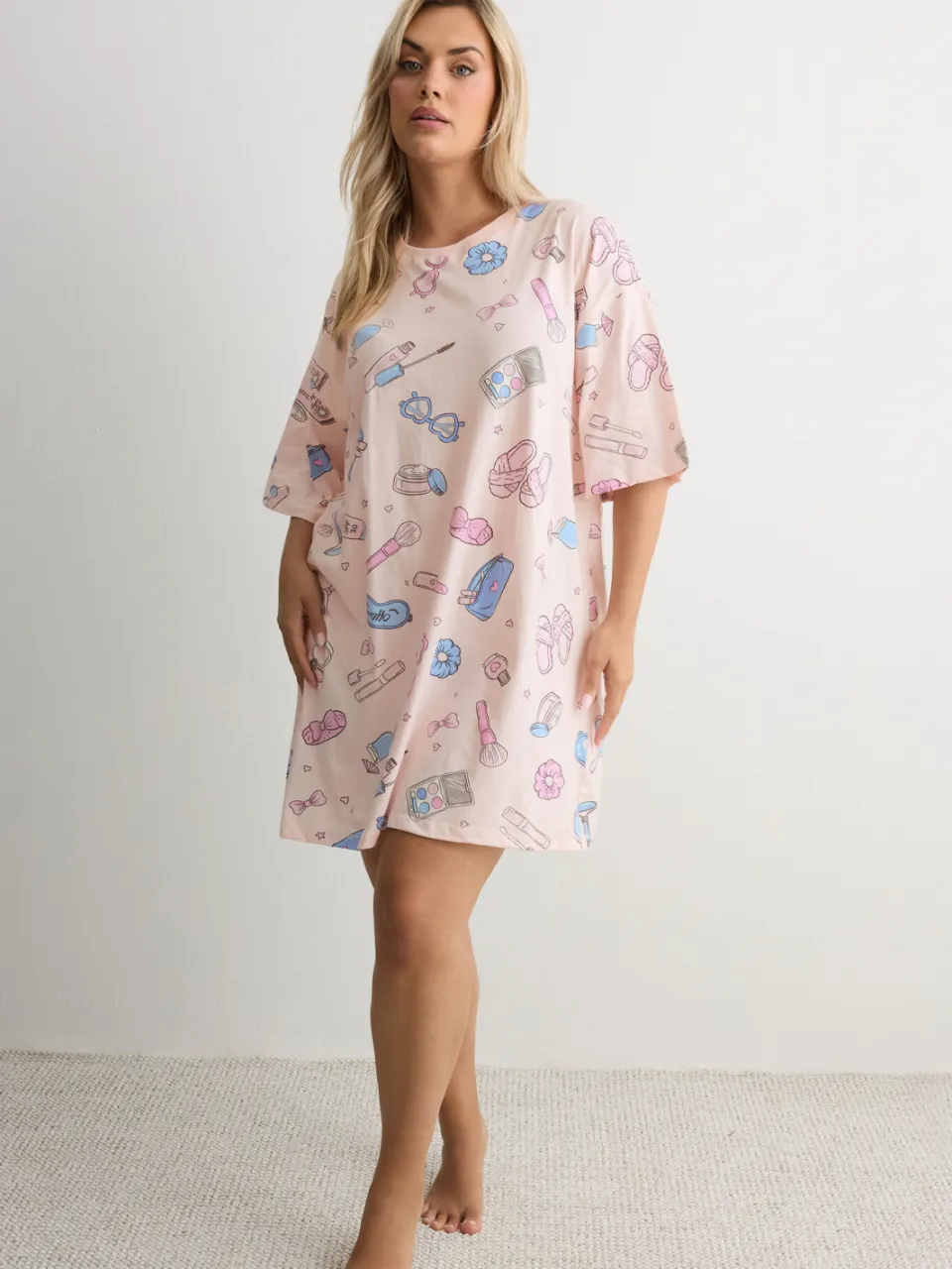 Yours Roze Meisjesachtige Print Tshirt Nachthemd-44 Pink