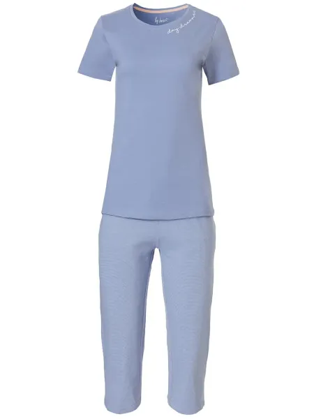 By Louise Dames capri korte pyjama set 3/4 Blauw