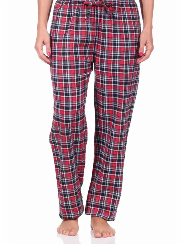 Normann Dames Flanellen Geruite Katoenen Pyjamabroek - 222 222 15 870 rot