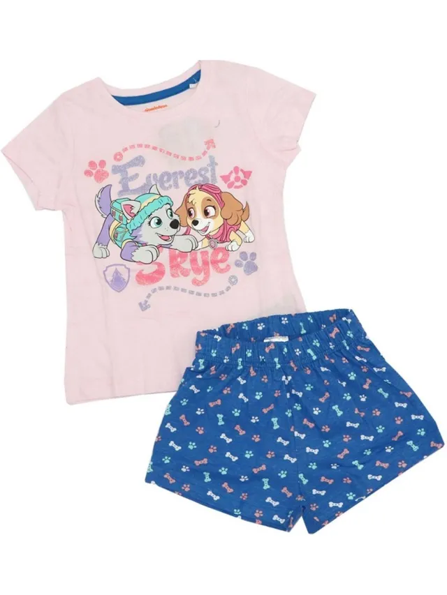 Nickelodeon Paw Patrol shortama / pyjama Skye & Everest roze/blauw roze met blauw