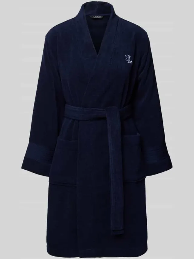 Lauren Ralph Lauren comfort fit badjas van puur katoen model 'Core Greenwich' Donkerblauw