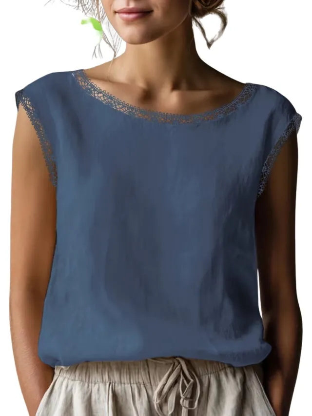 Currero Topje Dames - Top Kleding - Shirt - Blouse - Kort - Volwassen - Grijsblauw Grijs Blauw