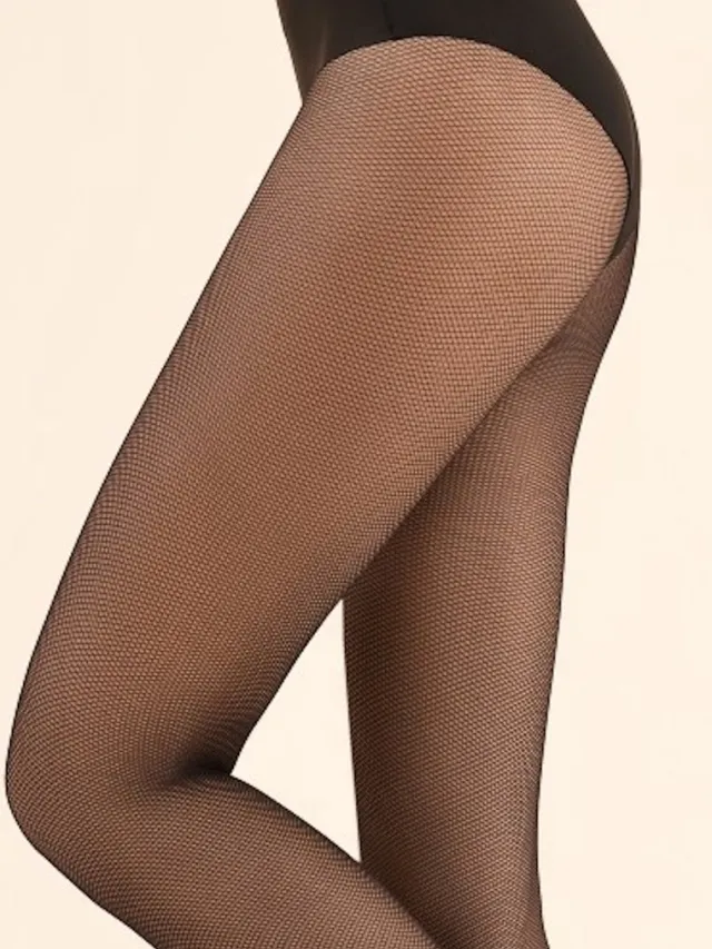 Gabriella Visnet Panty - Ella - Zwart - 3D Panty met Visnetpatroon - Maat:
