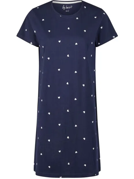 By Louise Dames nachthemd korte mouw hartjes blauw, foto 2