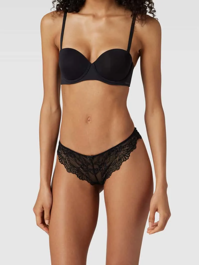 Lascana String met kant, model 'Melissa' Zwart