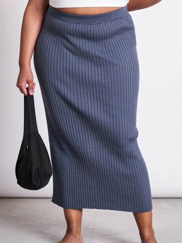 JAN N JUNE dames vegan Gebreide Rok Ebba Turbulence Blue, foto 2