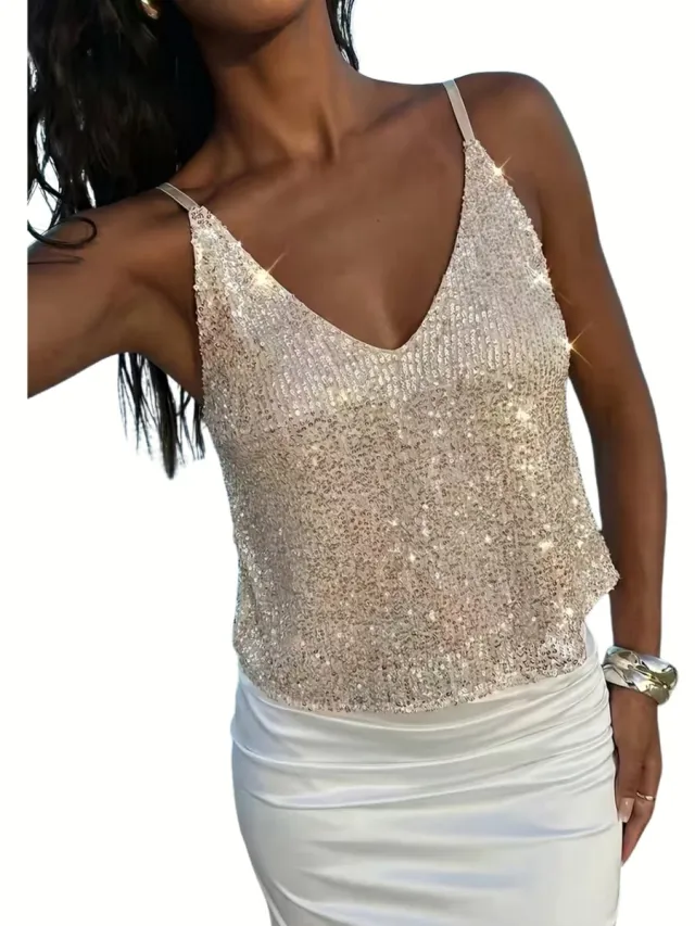 Currero Topje Dames - Top Kleding - Shirt - Blouse - Kort - Volwassen - Champagne