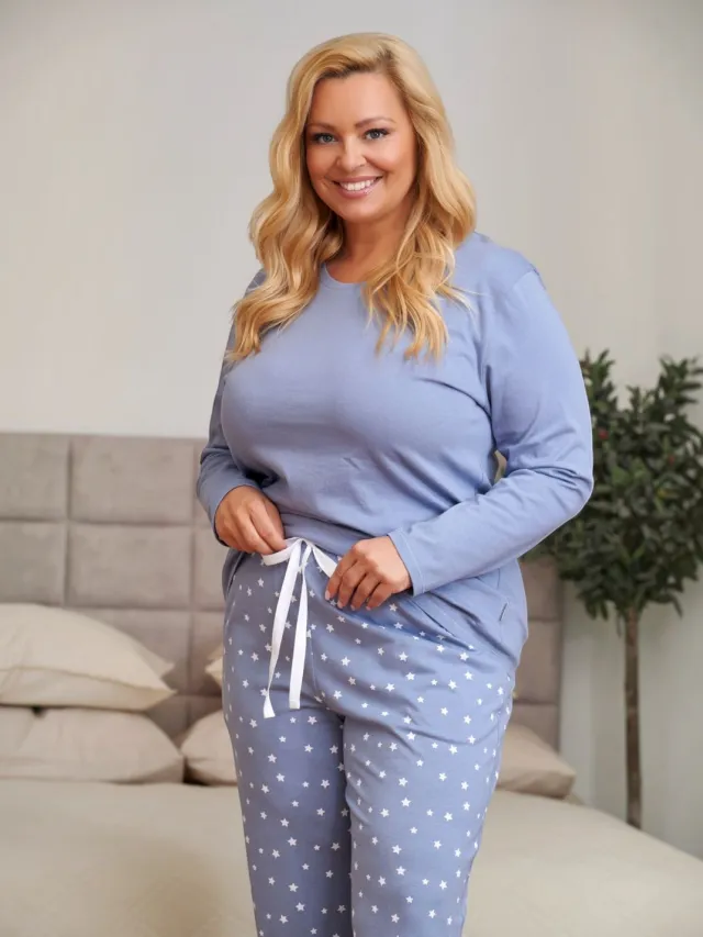 Doctor Nap Katoenen Pyjama Dames Plus Size Stardust PB.7555 42 / Lichtblauw