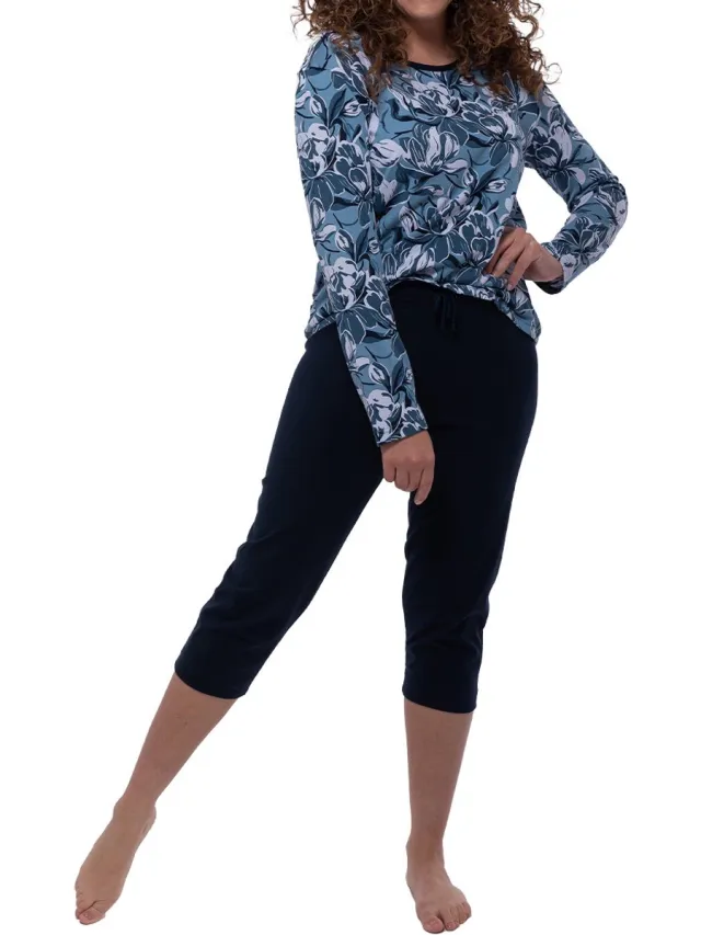 Ammann Dames pyjama Night & Home blauw