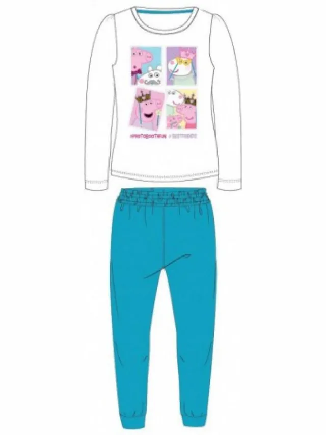 Peppa Pig Pyjama - Wit met blauw - Kinderpyjama