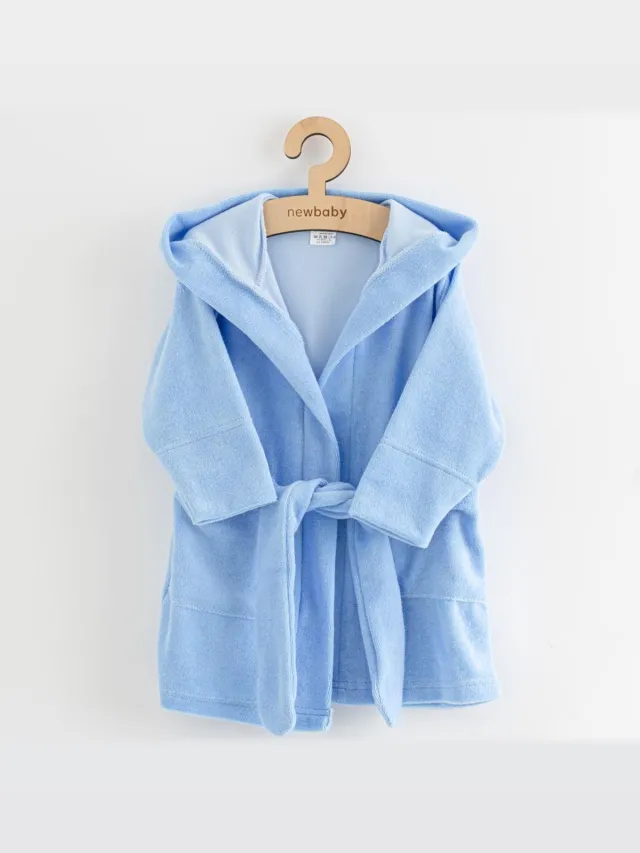 New baby badjas met capuchon 80/86 blauw - Babybadjas