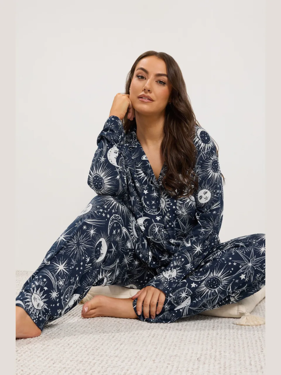 Yours Marineblauwe Pyjamaset Van Zachte Stof Met Sterrenprint-60, foto 2