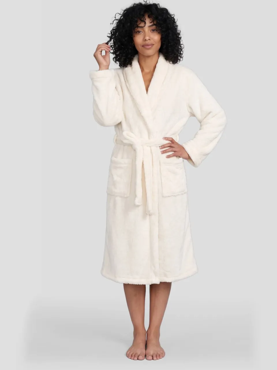 Lingadore fleece badjas - ecru