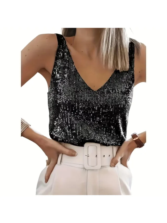 Currero Topje Dames - Top Kleding - Shirt - Blouse - Kort - Volwassen - Zwart
