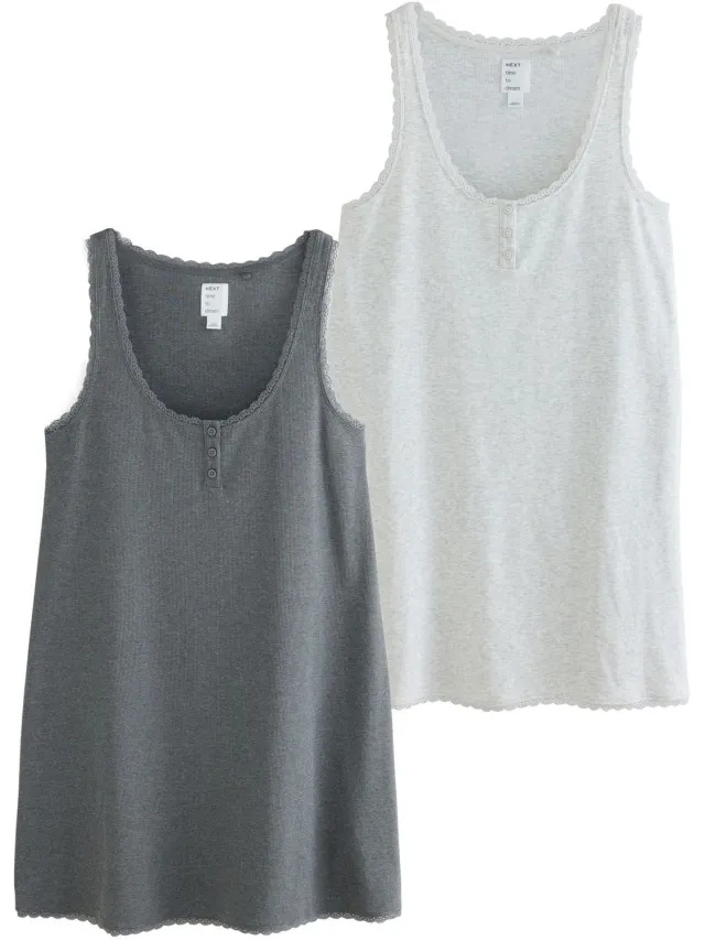 Next Dames - Set van 2 geribbelde slips - Grijs Grey