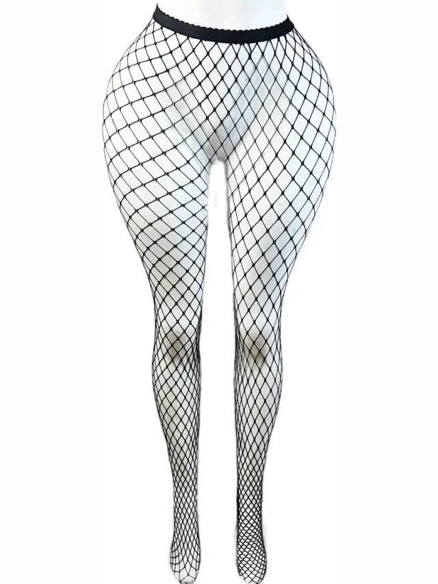 BamBella ® - Panty -Onesize - gaas gaten maillot dunne pantys Dames - Onesize - lingerie van kant zwart gothic