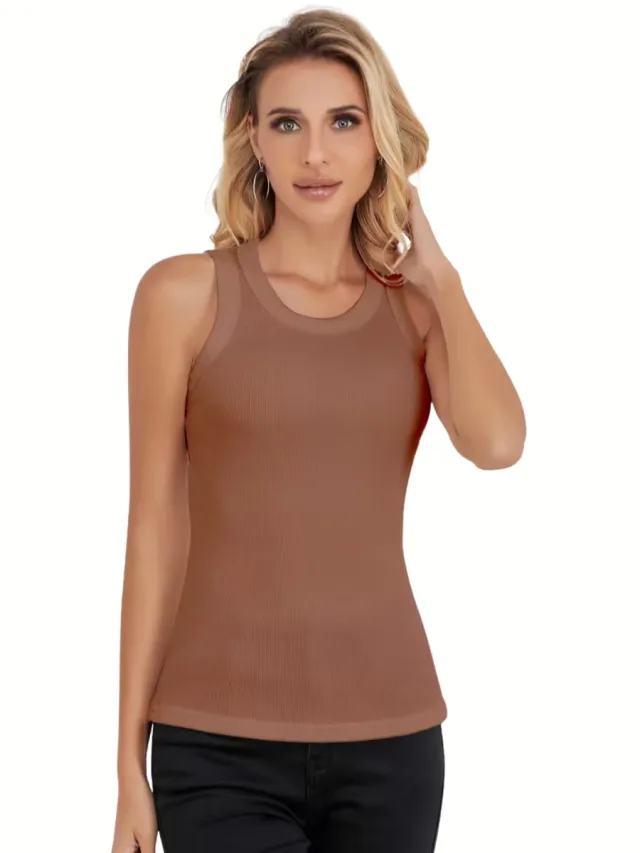 Currero Topje Dames - Top Kleding - Shirt - Blouse - Kort - Volwassen - Bruin
