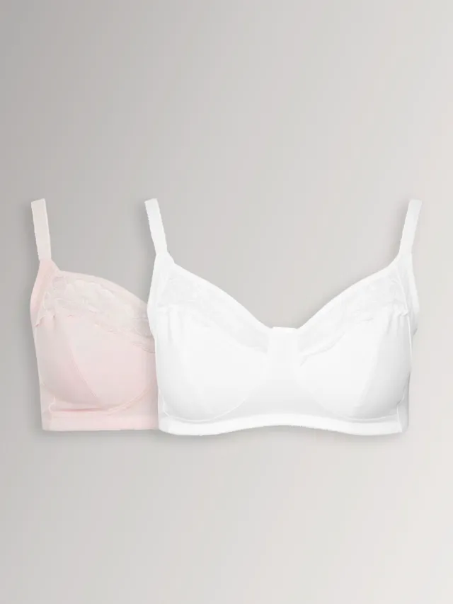 Yours 2Pack Roze Katoenen Bralette Met Kanten Rand, Zonder Vulling En Zonder Beugelssize, foto 2