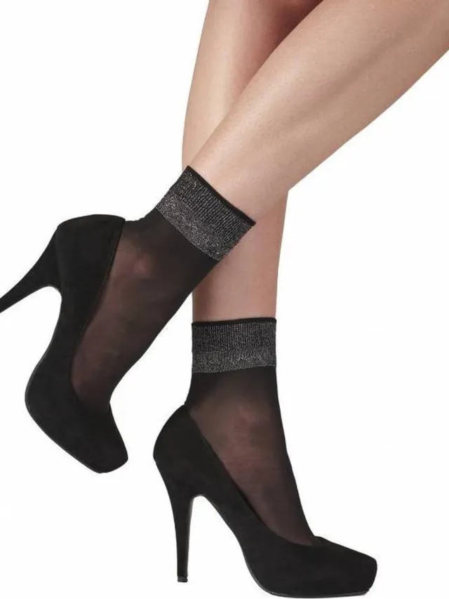 Pretty Polly Enkelsokje - Sheer Luxuy Welt - Dames Enkel Sokjes - One size - 35,5/43 - Zwart