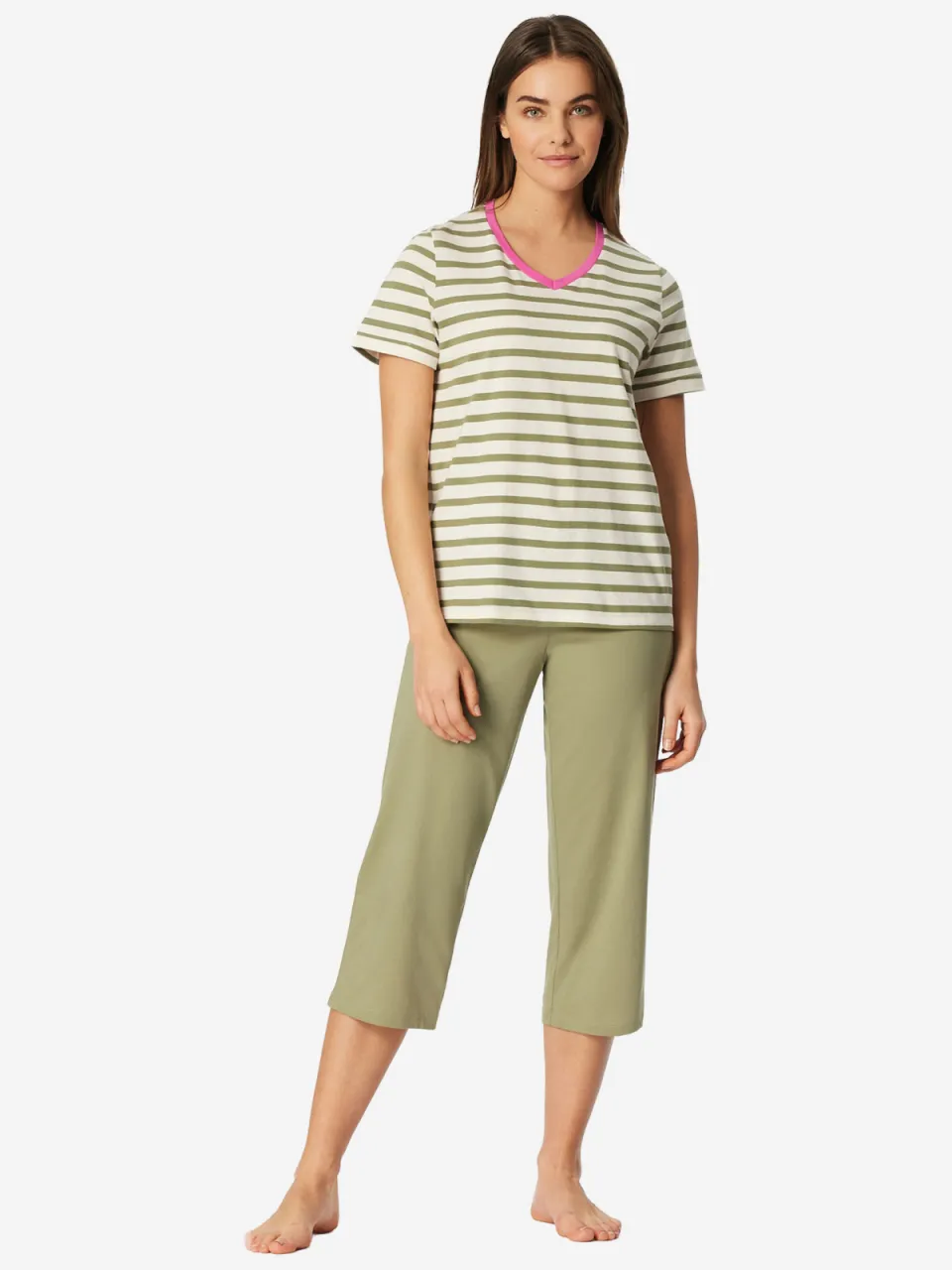 Schiesser Vrouwen Pyjama Casual Essentials groen