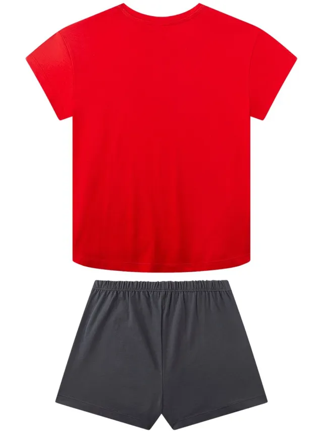 Sanetta Pyjama Pyjama Teenager Kiss kurz 140 Set van 1 Zwart/Rood