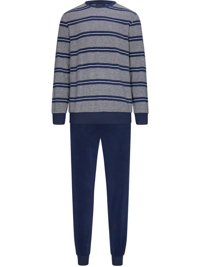 Pastunette for Men - Heren Pyjama set Dean - Grijs / Blauw - Katoen mix