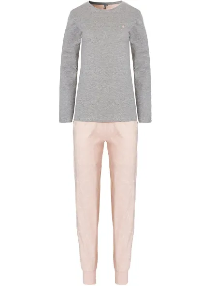 By Louise Dames pyjama set lang grijs/roze Veelkleurig